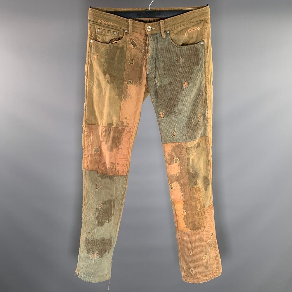 PROSPECTIVE FLOW Size 32 Brown Blue Distressed Cotton Straight leg Jeans